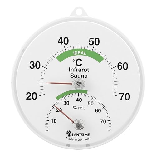 Lantelme Thermohygrometer für Infrarotsauna aus Deutscher Herstellung Thermometer Hygrometer Temperatur Luftfeuchte Klimamesser Infrarot Sauna von Lantelme