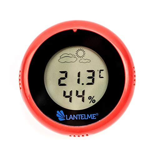 Zimmerthermometer digital Innenthermometer Wetterstation mit Thermometer Hygrometer Wettertrend Luftfeuchte Temperatur Anzeige (Rot) von Lantelme