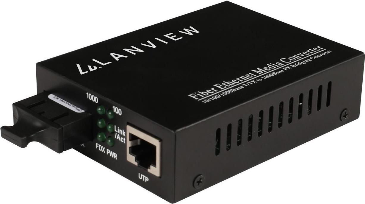 Lanview 10/100/1000Base-T RJ45 to 1000Base-X SC Unmanaged Media - 1 Gbps - RJ-45 (LVN-MED-SC-1000BASE-X) von Lanview