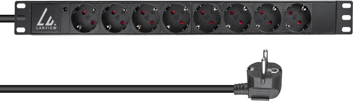 Lanview LVR-2MSCH-LIC-SCH8 Stromverteilereinheit (PDU) 8 AC-Ausgänge 1U Schwarz (LVR-2MSCH-LIC-SCH8) von Lanview