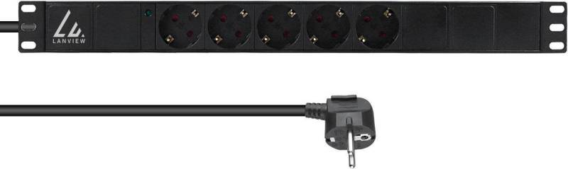 Lanview 19 rack mount power strip 1U 10A with 5 x Schuko type - Rack-Modul (LVR-3MSCH-LIC-SCH5) von Lanview