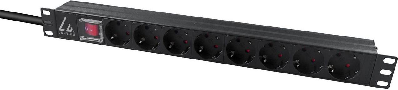 Lanview 19 rack mount power strip 1U 10A with 8 x Schuko (LVR-2MSCH-SCH-C13-8) von Lanview
