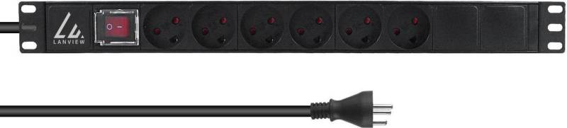 Lanview 19 rack mount power strip ON/OFF Switch 1U 13A with - Rack-Modul (LVR-3MDK-SW-DK6) von Lanview