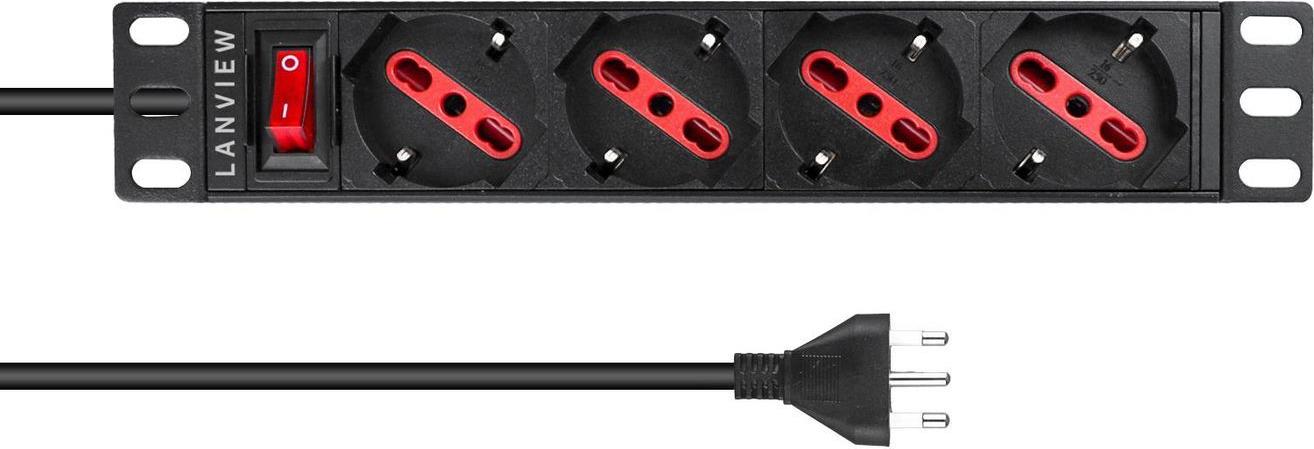 Lanview LVR-2MIT-SW-IT4 Stromverteilereinheit (PDU) 1U Schwarz (LVR-2MIT-SW-IT4) von Lanview