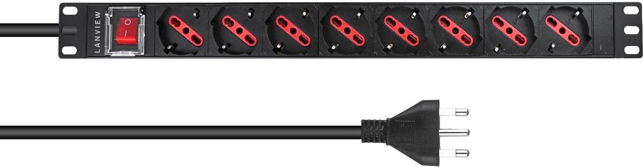 Lanview LVR-2MIT-SW-IT8 Stromverteilereinheit (PDU) 1U Schwarz (LVR-2MIT-SW-IT8) von Lanview