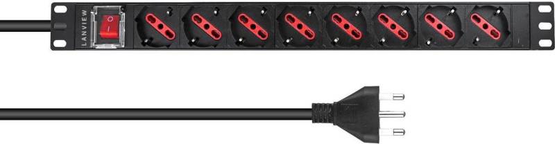 Lanview LVR-2MIT-SW-IT8 Stromverteilereinheit (PDU) 1U Schwarz (LVR-2MIT-SW-IT8) von Lanview