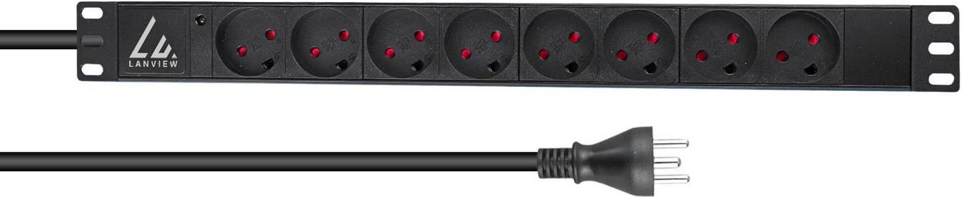 Lanview LVR-2MDK-LIC-DK8. PDU-Typen: Standard, Rack-Kapazität: 1U, Typ: Einphasig. Anzahl der AC-Ausgänge: 8 AC-Ausgänge, AC-Steckertypen: Typ K, Stecker: Typ K. LED-Anzeigen: Leistung, Kabellänge: 2 m. Nominale Eingang Spannung: 230 V, Stromstärke (maximal): 13 A, Nominale Ausgang Spannung: 230 V. Breite: 479 mm, Tiefe: 44,4 mm, Höhe: 44,4 mm (LVR-2MDK-LIC-DK8) Lanview LVR-2MDK-LIC-DK8. PDU-Typen: Standard, Rack-Kapazität: 1U, Typ: Einphasig. Anzahl der AC-Ausgänge: 8 AC-Ausgänge, AC-Steckertypen: Typ K, Stecker: Typ K. LED-Anzeigen: Leistung, Kabellänge: 2 m. Nominale Eingang Spannung: 230 V, Stromstärke (maximal): 13 A, Nominale Ausgang Spannung: 230 V. Breite: 479 mm, Tiefe: 44,4 mm, Höhe: 44,4 mm (LVR-2MDK-LIC-DK8) von Lanview