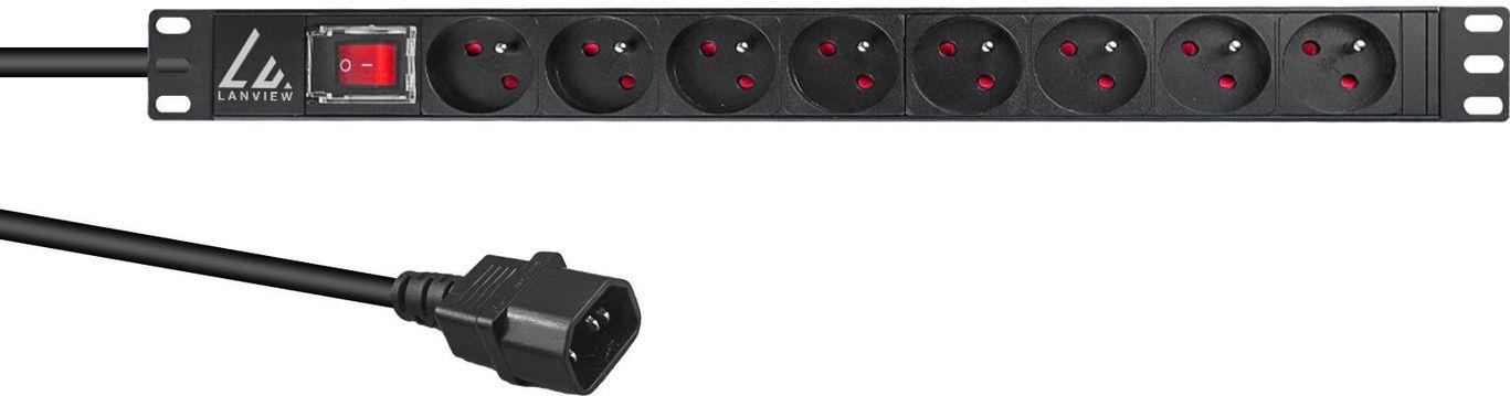 Lanview LVR-2MSCH-SW-C13-8. PDU-Typen: Standard, Rack-Kapazität: 1U, Typ: Einphasig. Anzahl der AC-Ausgänge: 8 AC-Ausgänge, AC-Steckertypen: Typ E. LED-Anzeigen: Leistung, Kabellänge: 2 m. Nominale Eingang Spannung: 230 V, Stromstärke (maximal): 16 A, Nominale Ausgang Spannung: 230 V. Breite: 482 mm, Tiefe: 44,4 mm, Höhe: 44,4 mm (LVR-2MSCH-SW-C13-8) Lanview LVR-2MSCH-SW-C13-8. PDU-Typen: Standard, Rack-Kapazität: 1U, Typ: Einphasig. Anzahl der AC-Ausgänge: 8 AC-Ausgänge, AC-Steckertypen: Typ E. LED-Anzeigen: Leistung, Kabellänge: 2 m. Nominale Eingang Spannung: 230 V, Stromstärke (maximal): 16 A, Nominale Ausgang Spannung: 230 V. Breite: 482 mm, Tiefe: 44,4 mm, Höhe: 44,4 mm (LVR-2MSCH-SW-C13-8) von Lanview