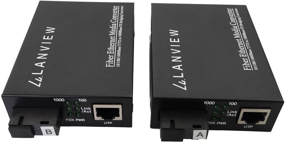 Lanview Pair of 10/100/1000Base-T RJ45 to 1000Base-X SC - 1 Gbps (LVN-MED-SC-1000BASE-X-2) von Lanview