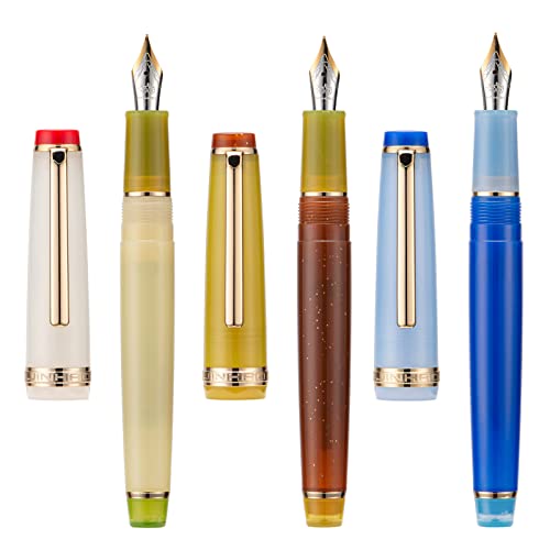 3 Jinhao 82 Füllfederhalter, transparent, gemischt, klassische Farbe, Acryl, extra feine Spitze, Goldverzierung, mit Konverter-Set 3 Jinhao 82 Füllfederhalter, transparent, gemischt, klassische Farbe, Acryl, extra feine Spitze, Goldverzierung, mit Konverter-Set von Lanxivi