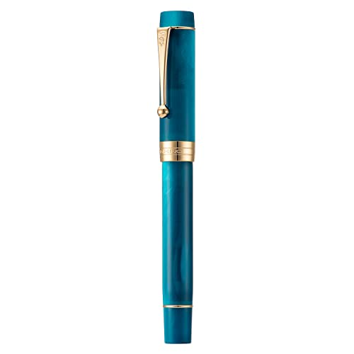 Jinhao Classic Füllfederhalter Pfauenblau Zelluloid Feine Feder mit Konveter und Stifteetui Set von Lanxivi