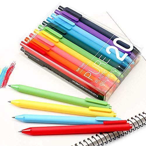 Kaco Druckbare Gel-Tinten-Stifte, Extra Feine Spitze (0,5 mm), 20 Farben, für Erwachsene, Malbücher, Basteln von Lanxivi