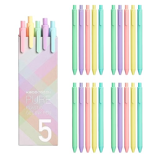 Lanxivi KACO Gelstifte 20 Stück Set, Schwarz Refill Extra Fine Point (0,5 mm), schnell trocknende einziehbare Tinte Stifte Rolling Ball Pens von Lanxivi