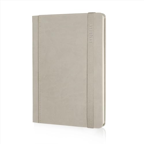 Lanybook | A5 Notizbuch Leder | in beige | Kariertes Notizbuch | mit praktischem Verschlussband | 192 Seiten von Lanybook