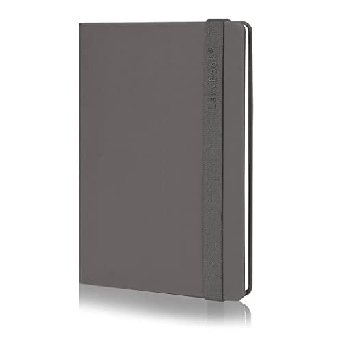Lanybook | A5 Notizbuch Leder | in grau | Punktiertes Notizbuch aus Apfelleder | mit praktischem Verschlussband | 192 Seiten von Lanybook