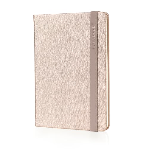 Lanybook | A5 Notizbuch Leder | in rosegold | Kariertes Notizbuch | mit praktischem Verschlussband | 192 Seiten von Lanybook