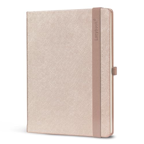 Lanybook | kariertes Notizbuch | A5 | rosegold | Saffiano-Struktur | mit praktischem Verschlussband und Stiftschlaufe | 192 Seiten von Lanybook