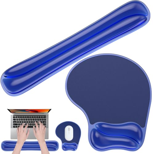 Laokiiy Gel-Mauspad & Tastatur-Handgelenkauflage-Set, ergonomische Tastatur und Mauspad mit Handgelenkstütze, Tastaturen Handgelenkauflage, Computertastaturen Pad, Kühlgel Blau von Laokiiy