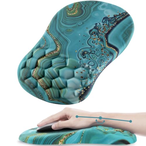Laokiiy Mauspad Handgelenkstütze, ergonomisches Mauspad mit Handgelenkauflage, bequemes Computer-Mauspad für Laptop, Schmerzlinderung, Mauspad mit rutschfester PU-Unterseite, Grün von Laokiiy