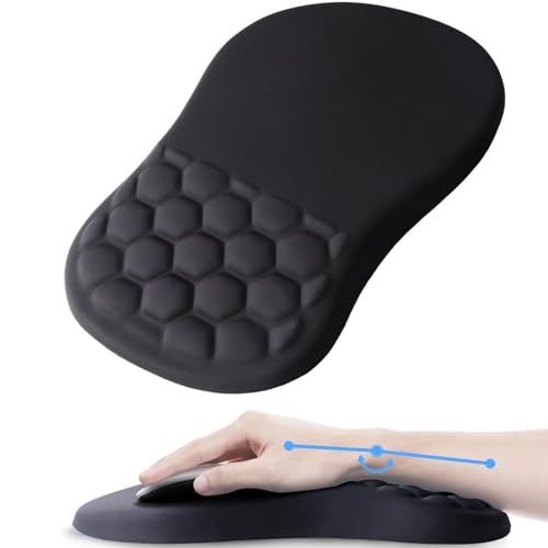 Laokiiy Mauspad Handgelenkstütze, ergonomisches Mauspad mit Handgelenkauflage, bequemes Computer-Mauspad für Laptop, Schmerzlinderung Mauspad mit rutschfester PU-Basis, Schwarz von Laokiiy