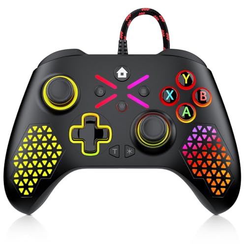 Lapezei [Upgrade-Paket erforderlich] Verdrahtet Controller für Xbox One Kompatibel mit Xbox Series S/X/PC Windows 7/8/10/Android/ios mit Flash Lighting Bars/Vibration/3.5 mm Audio von Lapezei