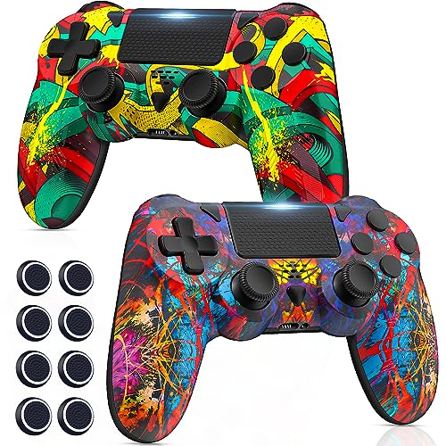 Lapezei Wireless Controller für Ps 4 Dual Vibration Kabellose Gamepad mit Turbo und 3.5mm Audio Jack/LED/Blitzbeleuchtung/Touch Pad/Joystick caps für P-s4/Pro/Slim/Pc von Lapezei