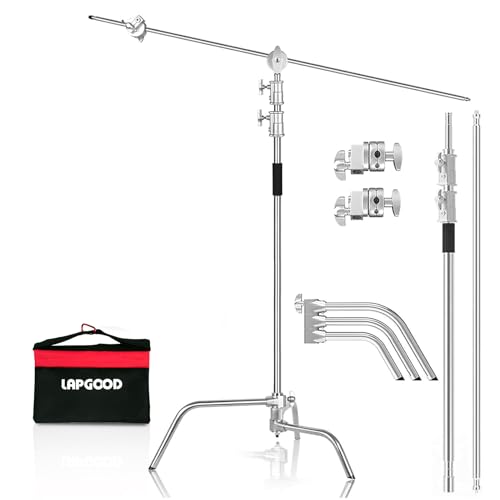 Lapgood C Stand 100% Edelstahl Heavy Duty mit Auslegerarm,Max Höhe 330cm Verstellbarer C Ständer Lampentständer mit 127cm Haltearm, 2 Griffköpfe für Studio Monolight, Softbox, Reflektor Lapgood C Stand 100% Edelstahl Heavy Duty mit Auslegerarm,Max Höhe 330cm Verstellbarer C Ständer Lampentständer mit 127cm Haltearm, 2 Griffköpfe für Studio Monolight, Softbox, Reflektor von Lapgood