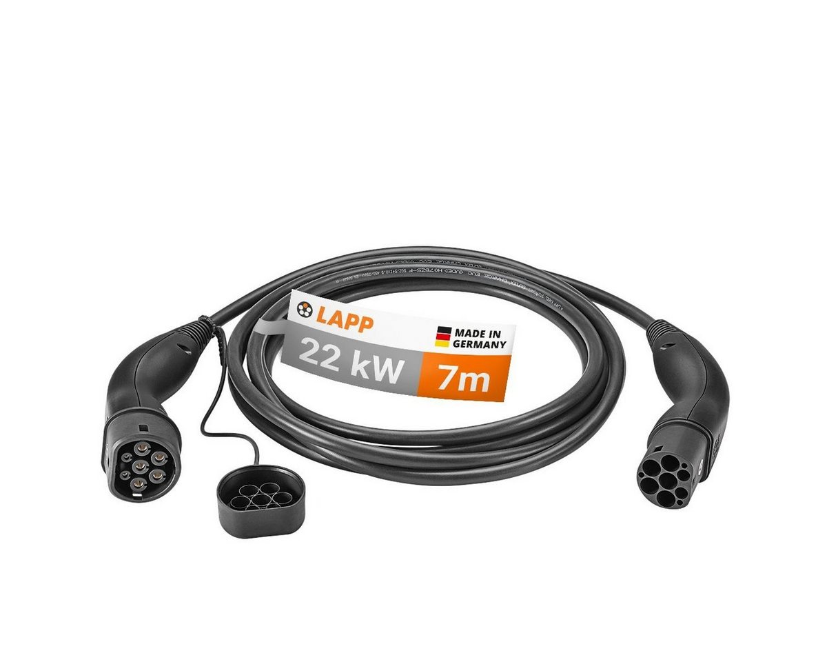 Lapp Mobility Ladekabel Typ 2 Schwarz 22 kW Mode 3 Autoladekabel, Typ 2 Stecker, Typ 2 Kupplung (700 cm), 32 A, 3-phasig, IP55 Schutz von Lapp Mobility