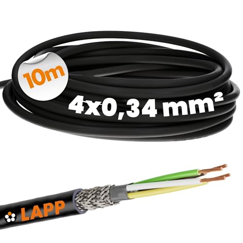 10 Meter Lapp 1030497 LiYCY geschirmte Steuerleitung 4x0,34 mm² I UV-resistent I Signalkabel 4 adrig I Datenkabel für Außenbereich I Lötkabel I Verbindungsleitung LED I Anschlussleitung schwarz von Lapp