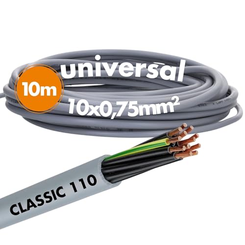 10 Meter Lapp 1119110 Ölflex Classic 110 PVC Steuerleitung 10x0,75 mm² mit grün-gelben Schutzleiter 10G0,75 mm² I Steuerkabel 10 adrig I Kabel 10 adrig von Lapp