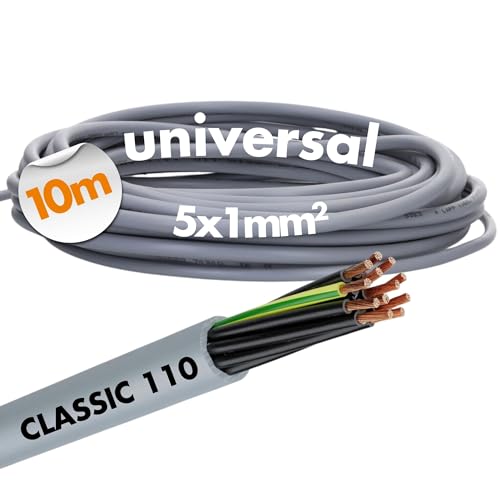 10 Meter Lapp 1119205 Ölflex Classic 110 PVC-Steuerleitung 5x1 mm² mit grün-gelben Schutzleiter 5G1,0 mm² I Mantelleitung 5 adrig I Kabel 5 adrig von Lapp