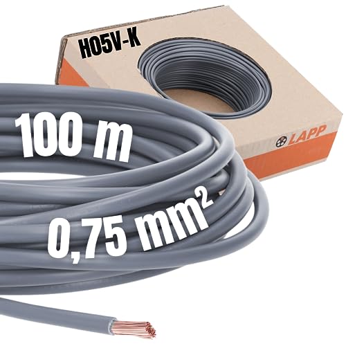 100 Meter Lapp 4510062 H05V-K 0,75 mm² grau I Verdrahtungsleitung I Aderleitung flexibel I PVC Einzelader I Litze 0,75mm2 I Verdrahtung von Lapp