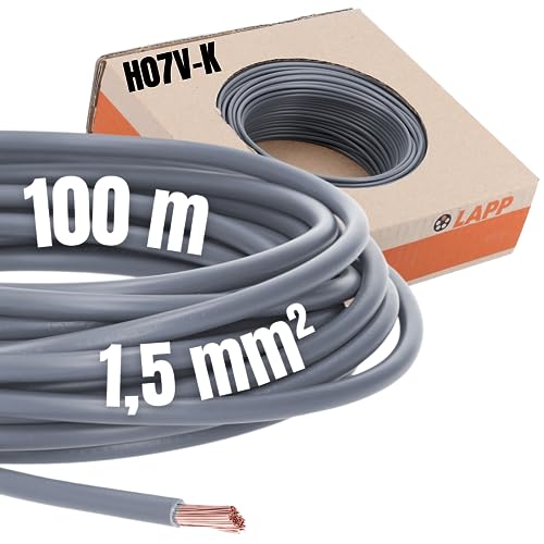 100 Meter Lapp 4520061 H07V-K 1,5 mm² grau I Verdrahtungsleitung I Aderleitung flexibel I PVC-Einzelader I Litze 1,5mm2 I Verdrahtung von Lapp