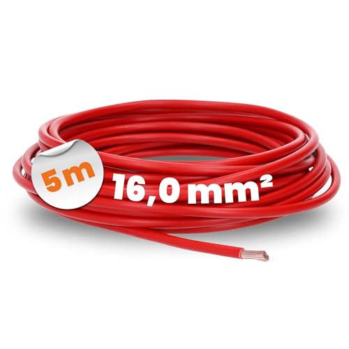 5 Meter Lapp 4520046 H07V-K 16,0 mm² rot I Verdrahtungsleitung I Aderleitung flexibel I PVC-Einzelader I Litze 16mm2 I Verdrahtung von Lapp