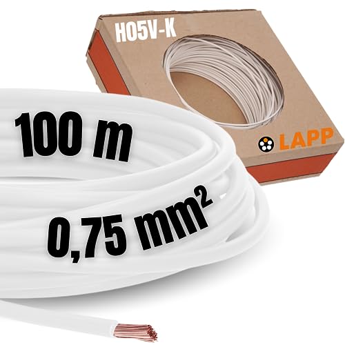 Lapp Kabel PVC Leitung H05V-K 1 x 0,75mm² 100m Weiß von Lapp