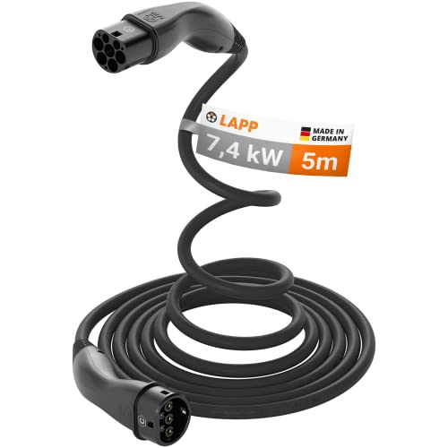 Lapp Mobility Helix Typ 2 Ladekabel 7,4 kW/Selbstaufrollend / 32 A / 1-Phasig/E-Auto Ladekabel/Mode 3 / 5m von Lapp