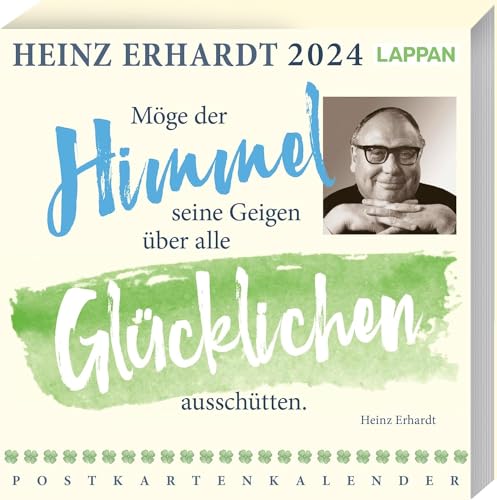 LAPPAN Heinz Erhardt - Postkartenkalender 2024 - -Verlag - Möge der Himmel seine Geigen über alle Glücklichen ausschütten - Tischkalender mit Zitaten von Heinz Erhardt - 15,5 cm x 15,5 cm von Lappan