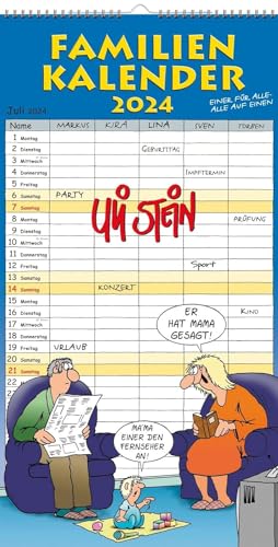 LAPPAN Uli Stein - Familienkalender 2024 - Lappan-Verlag - Familienplaner mit Humor und 5 Spalten zum Eintragen - Monatskalender - 23 cm x 46 cm von Lappan