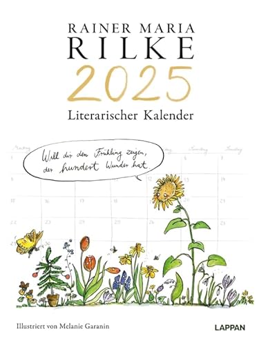 Rainer Maria Rilke-Kalender - Literarischer Wandkalender 2025 - Lappan-Verlag - Melanie Garanin - zauberhaft illustrierte Kalender mit Gedichten - 40 cm x 30 cm von Lappan