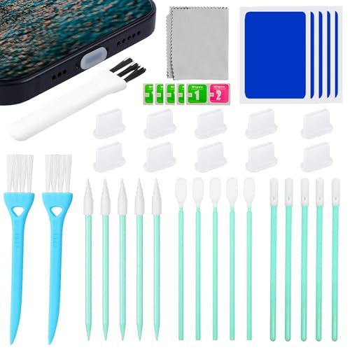 Laralily 40 Stück USB C Reinigungsset Ladebuchse Reiniger Handy Reinigungsset USB C Handy Reinigungsset zum Reinigen des USB-Ladeanschlusses und der Kopfhörerbuchse von Laralily