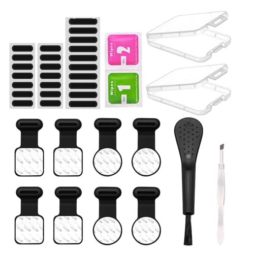 USB C Staubschutz 8 Stück Lautsprecher Silikonhülle USB C Schutzkappe USB C Reinigungsset USB C Abdeckung, Kommt Mit Lautsprecher Staubschutzkappe 24 Stück Aufbewahrungsbox 2 Bürsten 1 (Schwarz) von Laralily