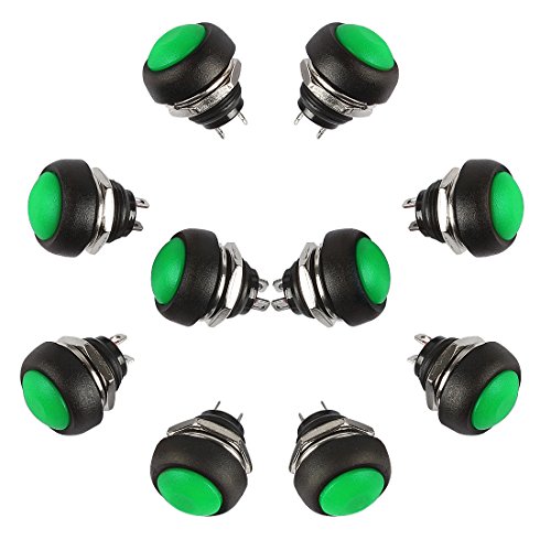 Larcele 10 Stück 12mm Momentan Wasserdicht Push Button Mini DruckTaster Druckknopf ANKG-01 (Grün) MEHRWEG von Larcele