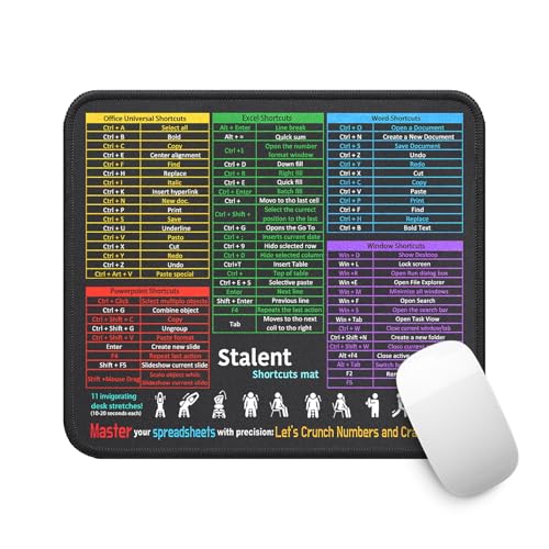 Larfraecy Excel Shortcuts Mauspad, Office Shortcut Mauspad Computer-Tastatur-Mausmatte Dicke Schreibtischmatte Multifunktionales Mauspad für Word, Excel, PPT, Büro, Zuhause (Buntes) von Larfraecy