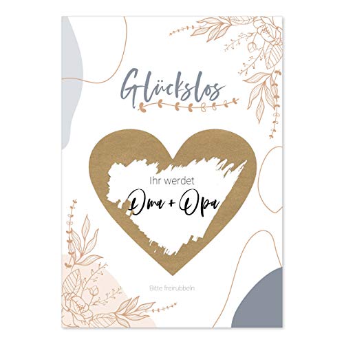 Largiri Glückslos Rubbelkarte "Goldherz" Ihr werdet Oma+Opa - Schwangerschaft verkünden mit Rubbellosen (Oma+Opa) von Largiri