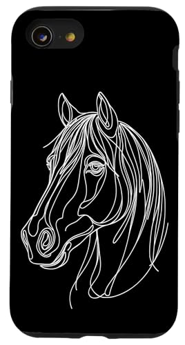 Line Art Pinto Pferd Reiten Reitsport Hülle für iPhone SE (2020) / 7 / 8 von Larimö Horsing