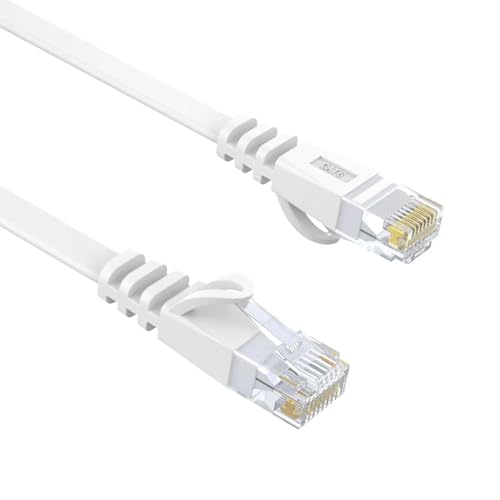 Larrok Ethernet-Kabel Cat6 RJ45 Gigabit LAN Netzwerkkabel Snagless Patch Internet Kabel Flaches weißes Kabel 250 MHz Computer Kabel High Speed 10m weiß… von Larrok
