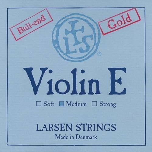 Larsen Violin Saiten Original Synthetic,Fiber Core E Gold, rostfreier Stahl, vergoldet, mit Kugel, medium von Larsen