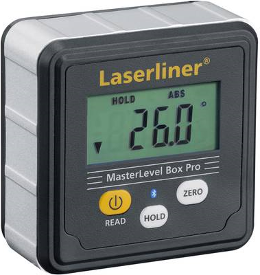 Laserliner MasterLevel Box Pro. Produktfarbe: Schwarz, Auswählbare Einheiten: Grad. Akku-/Batterietyp: AAA/LR03, Batteriespannung: 1,5 V. Breite: 59 mm, Tiefe: 28 mm, Höhe: 59 mm (081.262A) von Laserliner