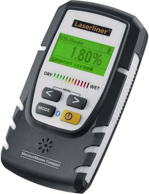 Laserliner MoistureMaster Compact Plus. Beste Verwendung: Beton, Holz, Anzeige: Digital, Produktfarbe: Grau. Akku-/Batterietyp: 6LR61. Breite: 81 mm, Tiefe: 36 mm, Höhe: 154 mm (082.334A) von Laserliner