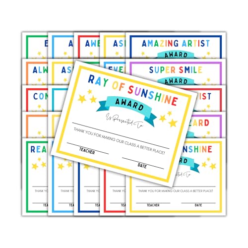 Classmate Superlatives Award-Zertifikate, 21,6 x 27,9 cm, Regenbogenfarben, einzigartige Designs, Lesen, Bibliothek, Helfer, Super Smile, Teacher's Pet Candy Bar, 25 Stück Classmate Superlatives Award-Zertifikate, 21,6 x 27,9 cm, Regenbogenfarben, einzigartige Designs, Lesen, Bibliothek, Helfer, Super Smile, Teacher's Pet Candy Bar, 25 Stück von Lashicorn